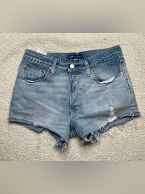 Levi’s button fly shorts denim 501 Black label Size 28 Distressed